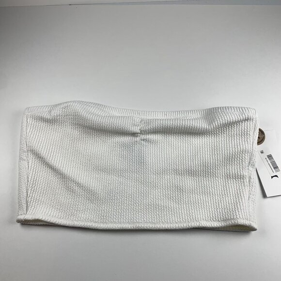 Hurley Tube Top Women Large White Textured Beach Ruched Sweetheart Neck Swimwear - Picture 1 of 7